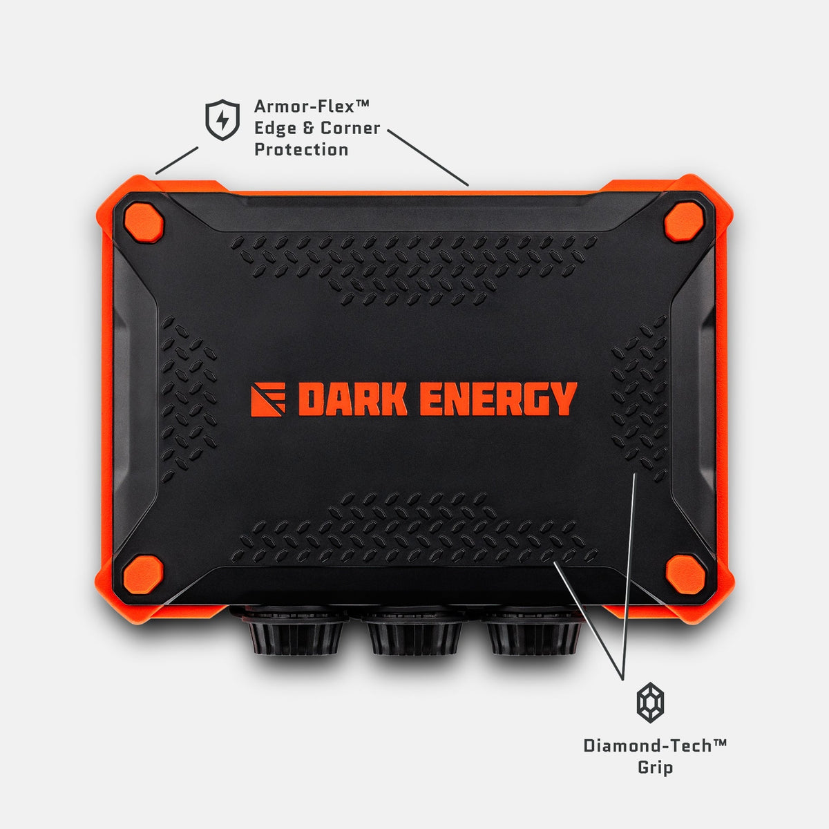 Poseidon XL construction diagram showing Armor-Flex edge and corner protection and Diamond-Tech grip.