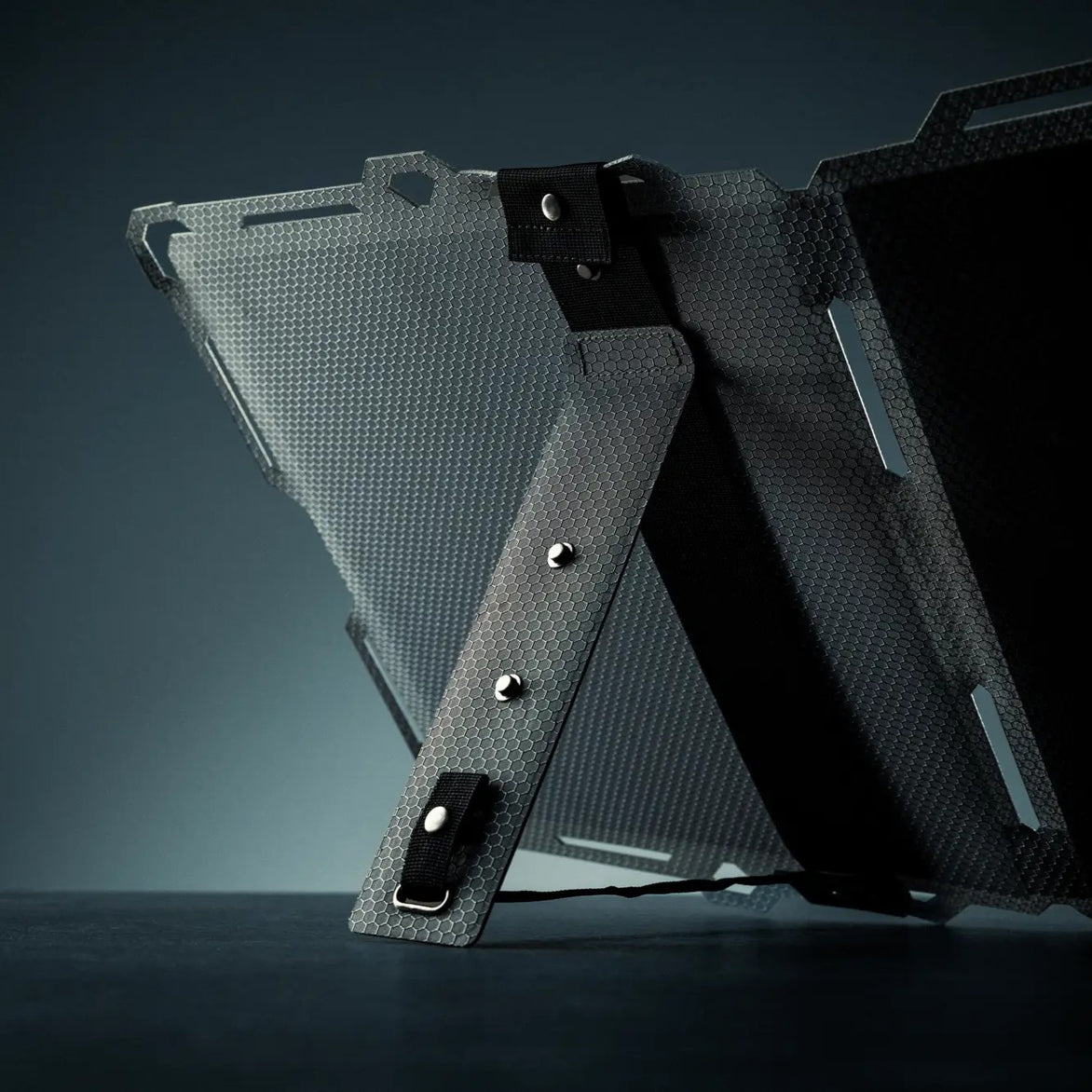 The Spectre 56W solar panel standing on its integrated kickstand.