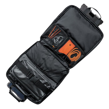 The Spectre 56W solar panel accessories kit case, open to show cables and adapters.
